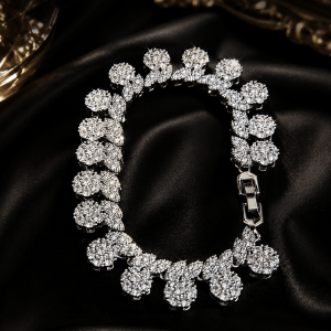Silver Floral Statement Bracelet | Floral Radiance by Elviah