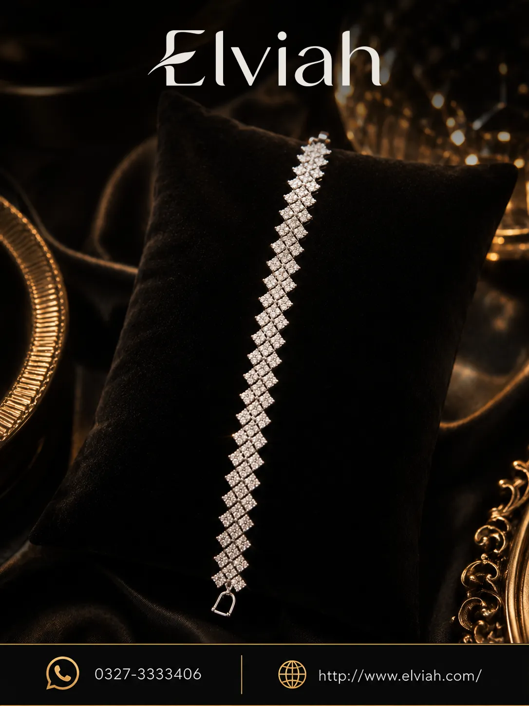 Silver Lattice Crystal Tennis Bracelet | Elviah