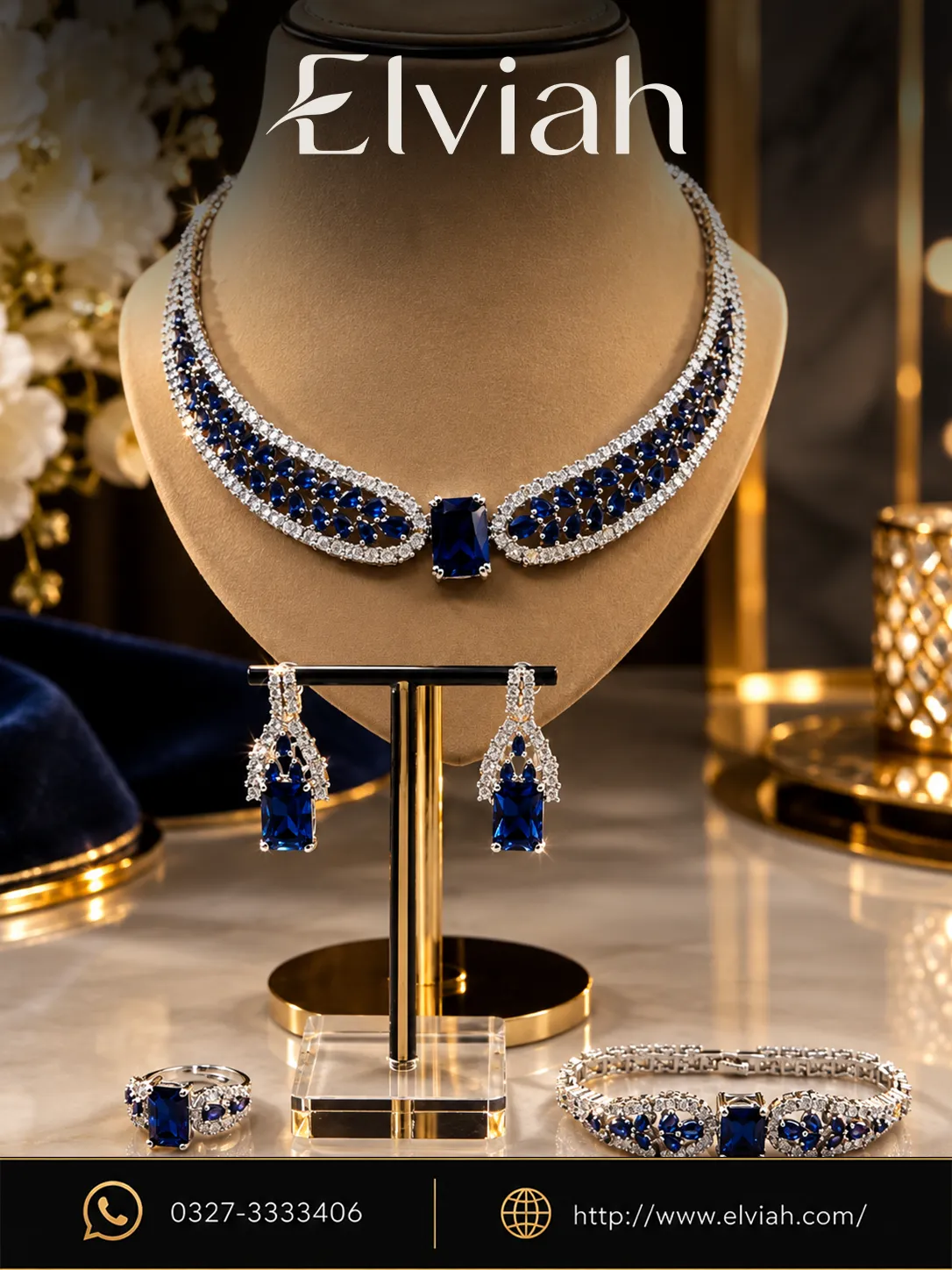 Blue Sapphire Bridal Jewelry Set