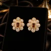 Amber Blossom Crystal Stud Earrings (1)