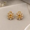 Amber Blossom Gold Stud Earrings (1)