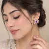 Amethyst Blue Floral Stud Earrings (3)