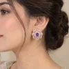 Amethyst Blue Floral Stud Earrings (5)