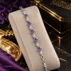 Amethyst Floral Link Bracelet (1) Purple Crystal Floral Bracelet