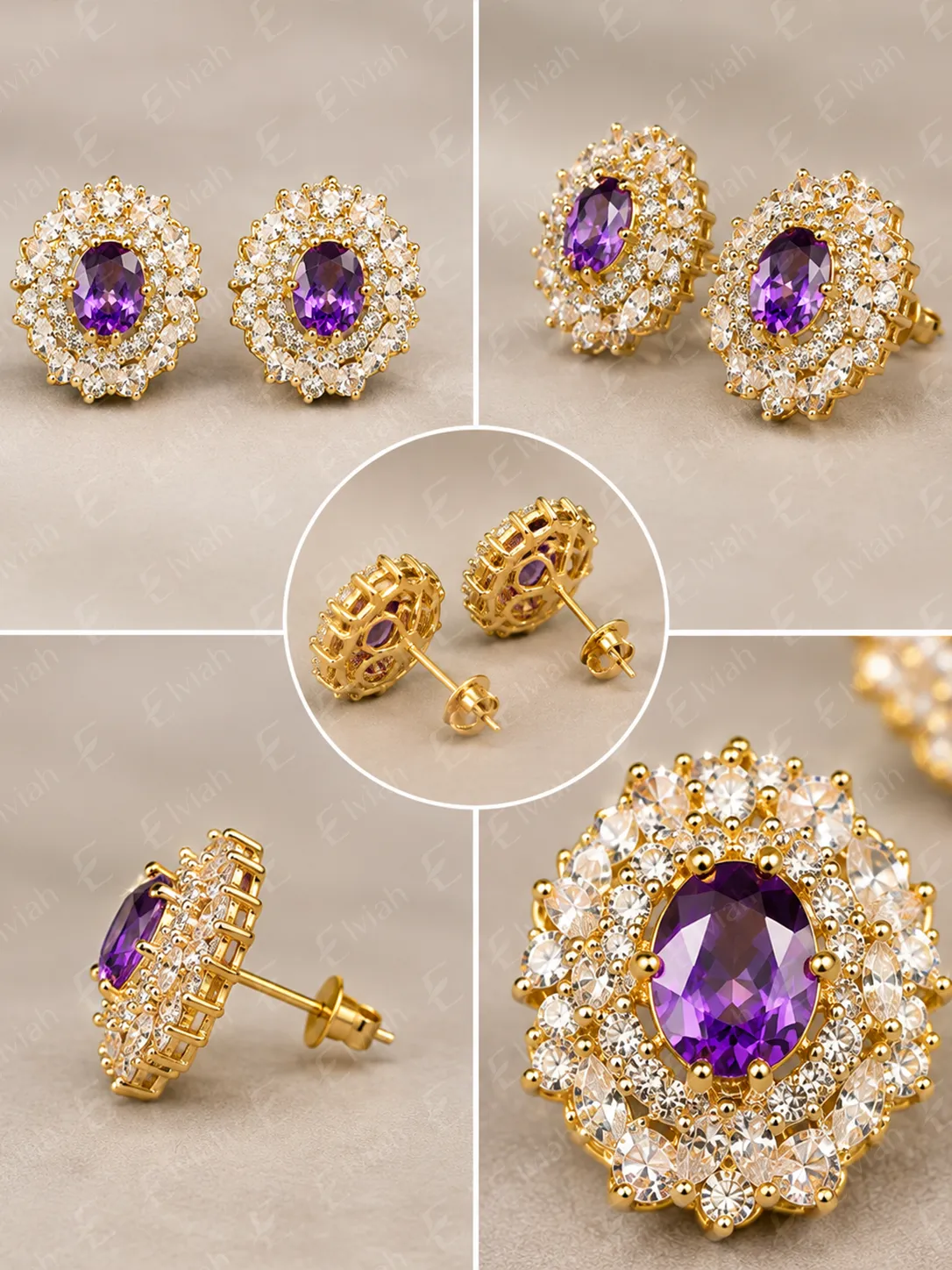 Amethyst Oval Radiance Earrings (2)