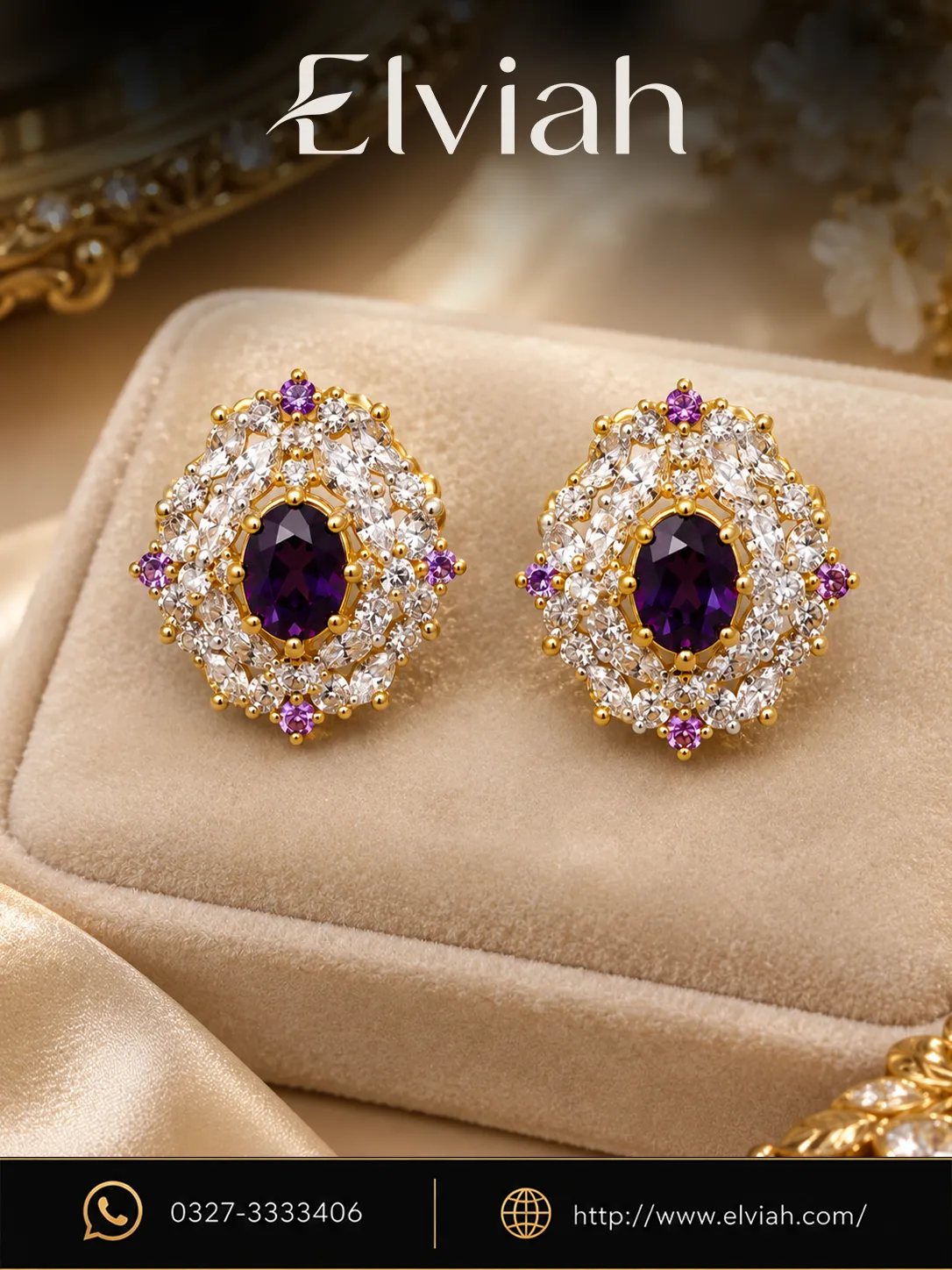 Purple Amethyst Style Floral Earrings
