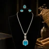 Blue Halo Pendant Jewelry Set | Azure Bloom Blue Halo Pendant Jewelry Set | Azure Bloom by Elviah