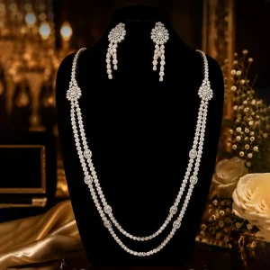 Crystal Cascade Necklace & Earring Set | Elviah