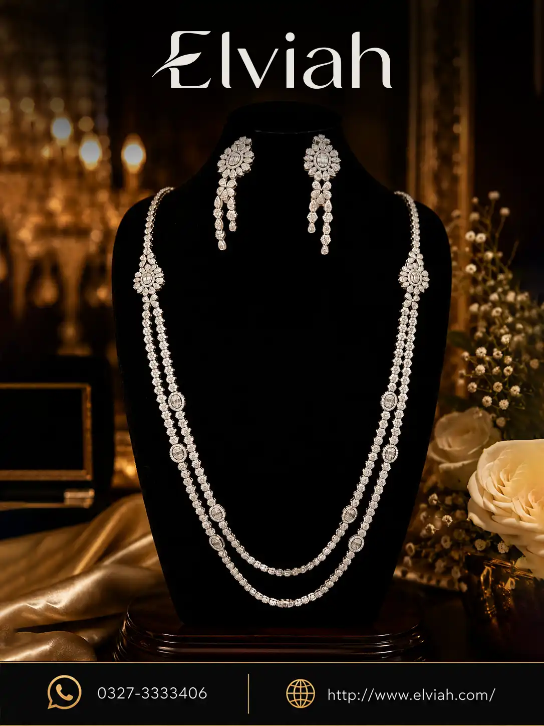 Crystal Cascade Necklace & Earring Set Crystal Cascade Necklace & Earring Set | Elviah