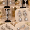 Champagne Crystal Floral Drop Earrings (2)