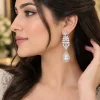 Champagne Crystal Floral Drop Earrings (4)