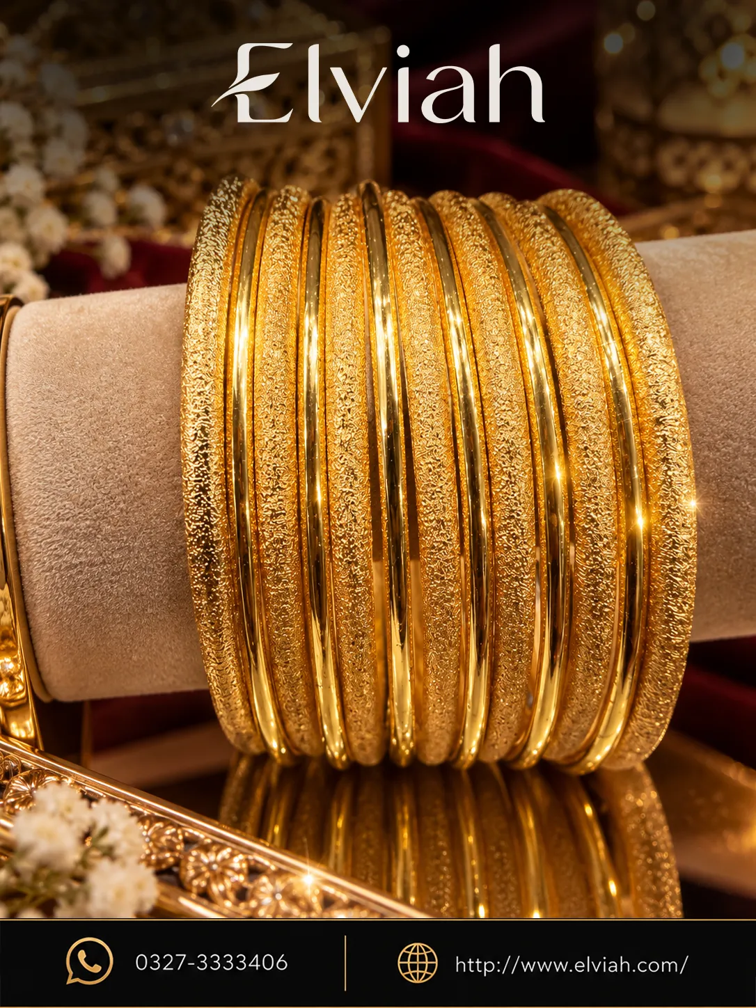 Traditional Gold Textured Bangle Set