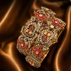 Red & Gold Statement Cuff Bracelet | Elviah