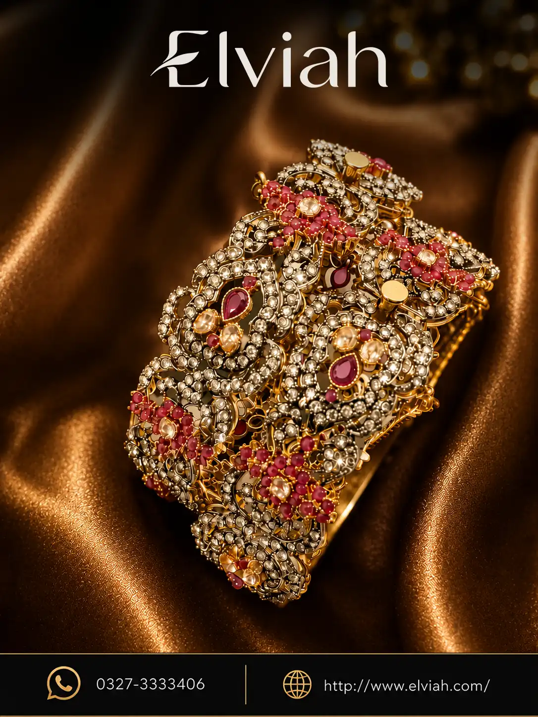 Red & Gold Statement Cuff Bracelet | Elviah