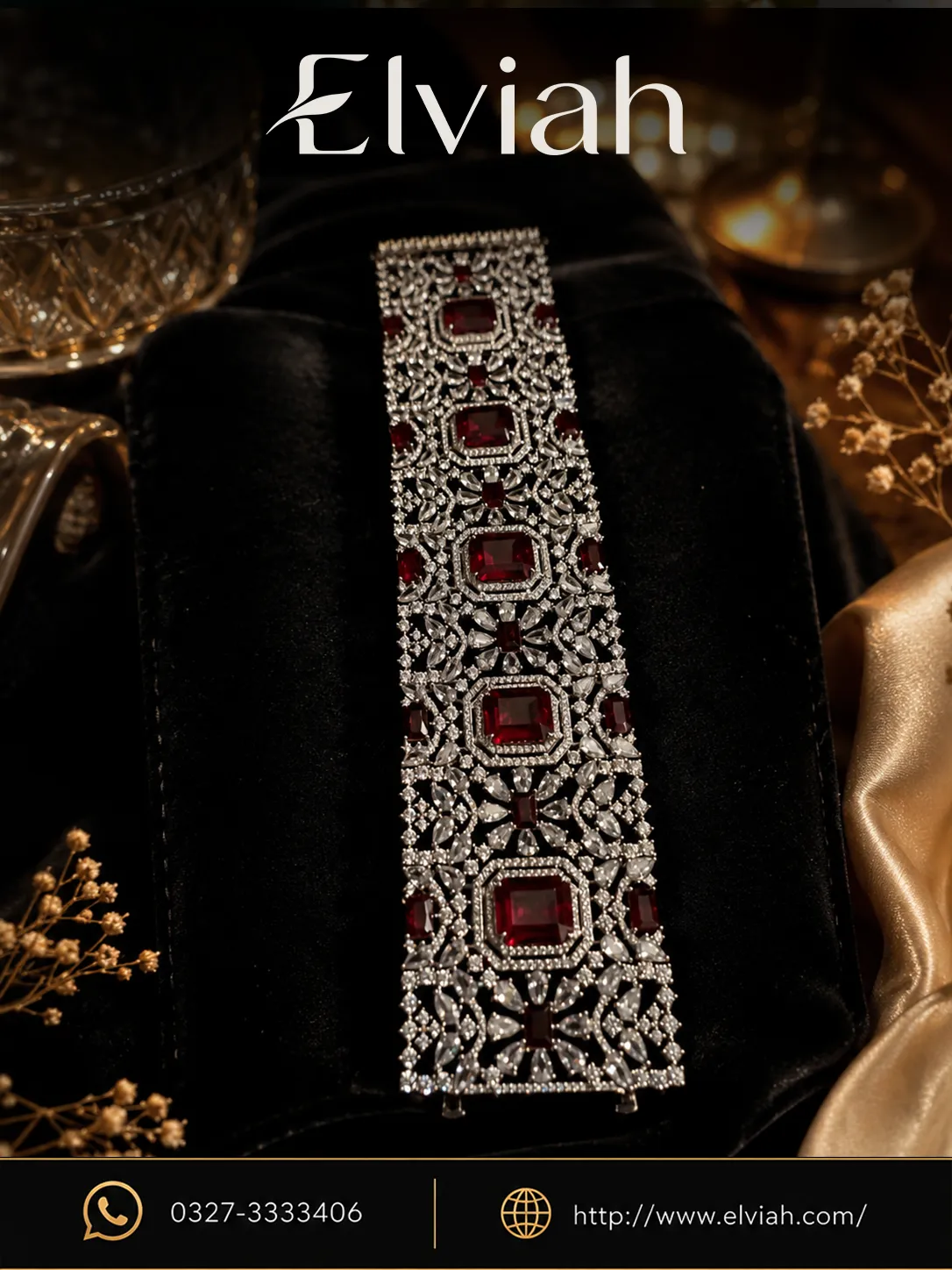 Red Crystal Statement Bracelet