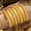 Crystal Edge Gold Bangle Set (1) Gold Bangle Set with Crystal Borders