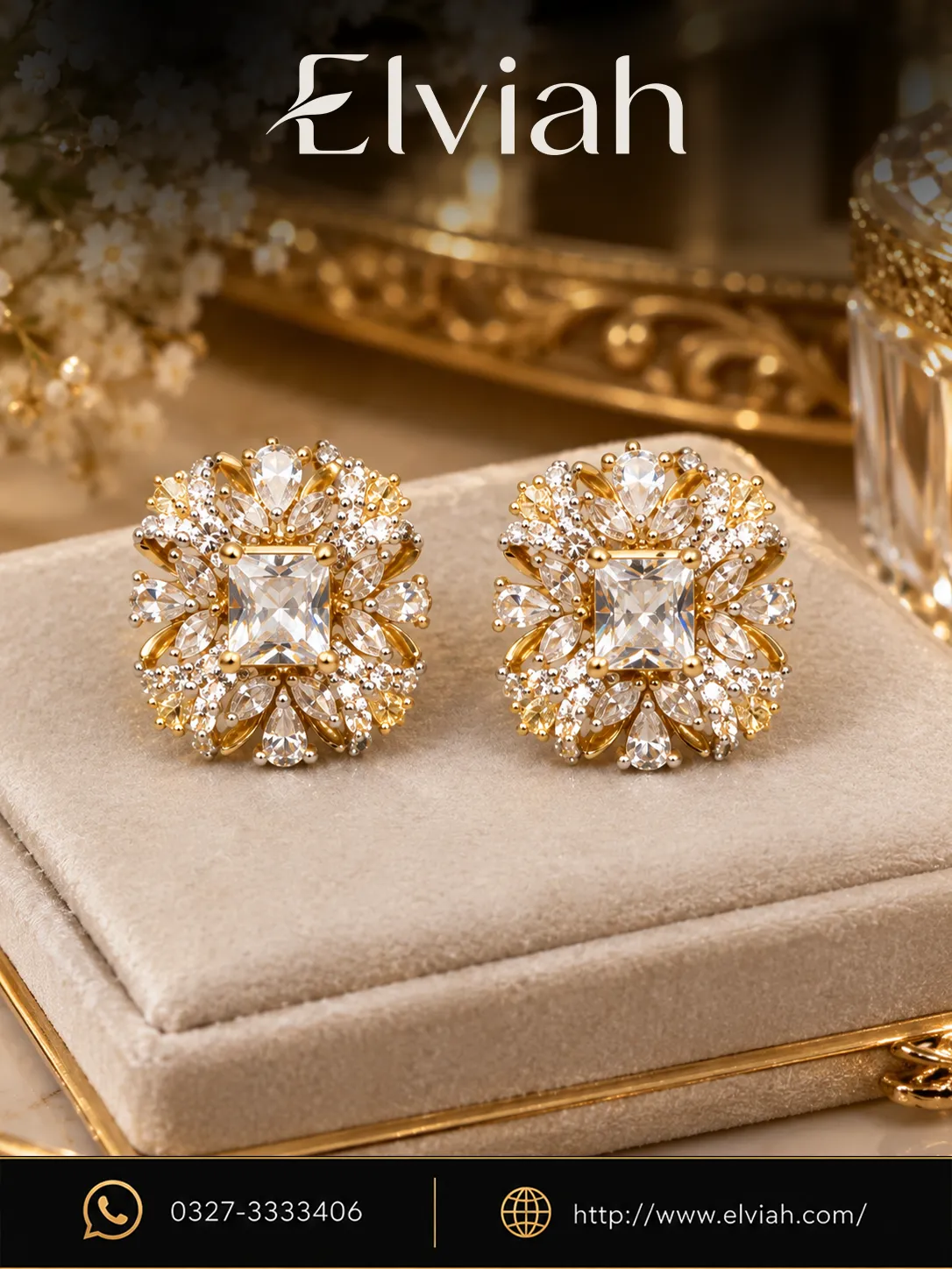 Clear Crystal Oval Halo Earrings