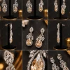 Crystal Teardrop Floral Earrings (2)