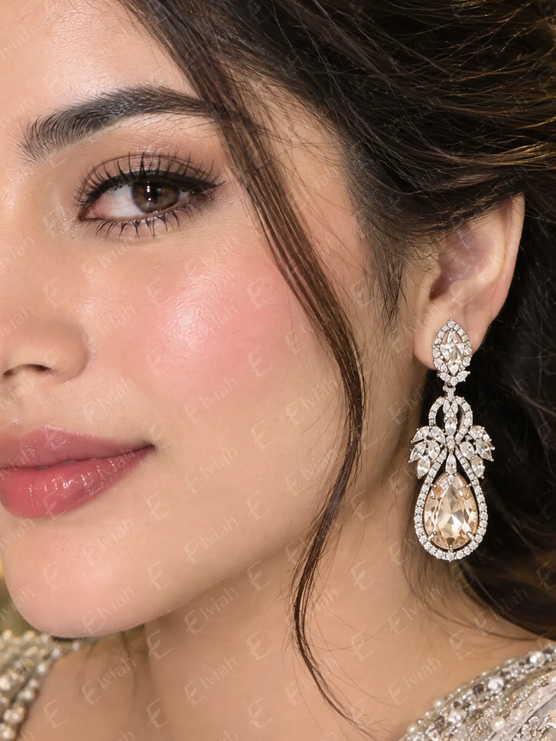 Crystal Teardrop Floral Earrings (6)