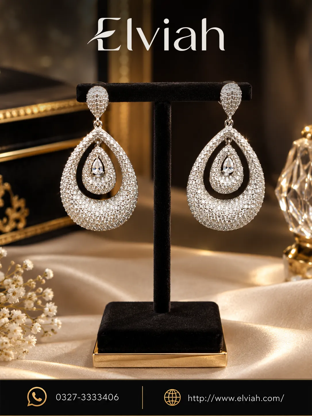 Crystal Teardrop Halo Earrings (1)