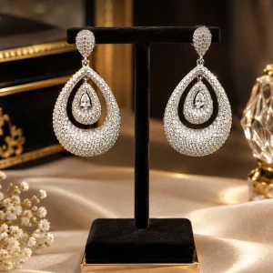 Clear Crystal Teardrop Halo Earrings