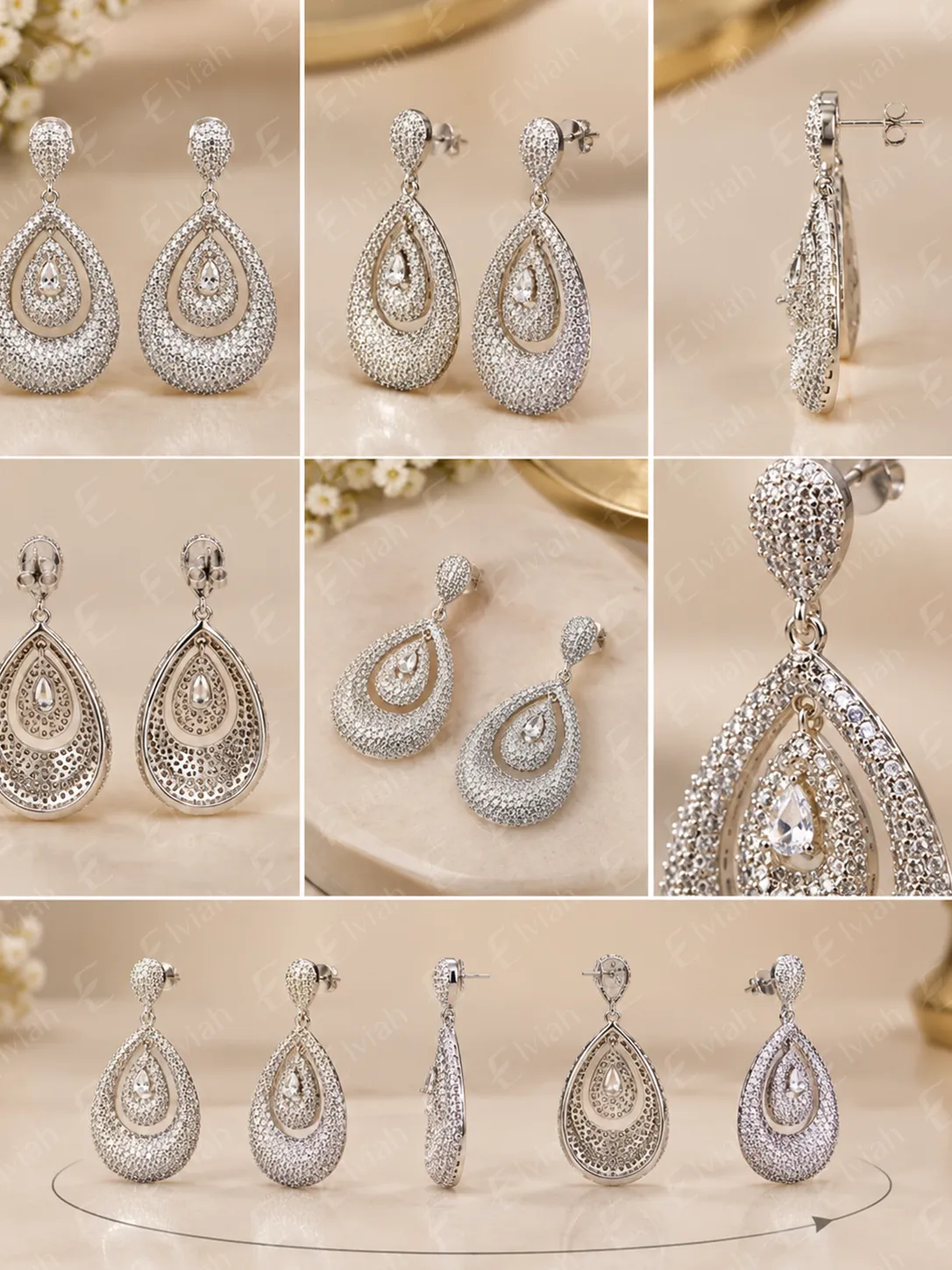 Crystal Teardrop Halo Earrings (2)
