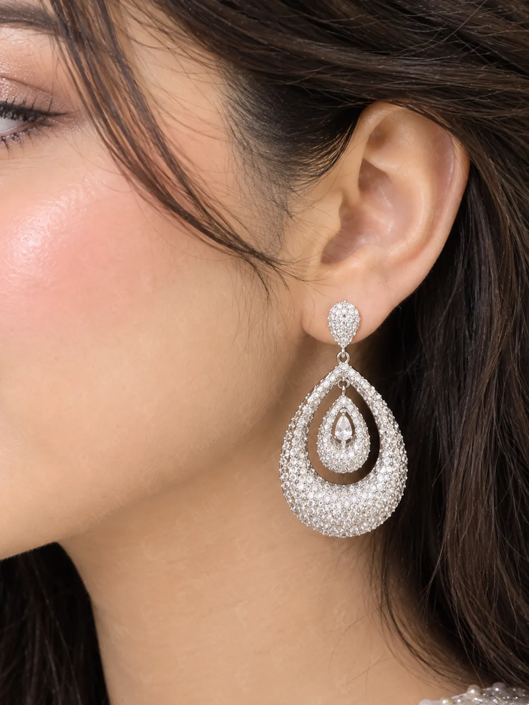 Crystal Teardrop Halo Earrings (6)