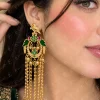 Emerald Bird Chain Earrings (5)