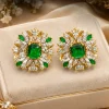 Emerald Blossom Crest Earrings (1)