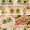 Emerald Blossom Crest Earrings (2)