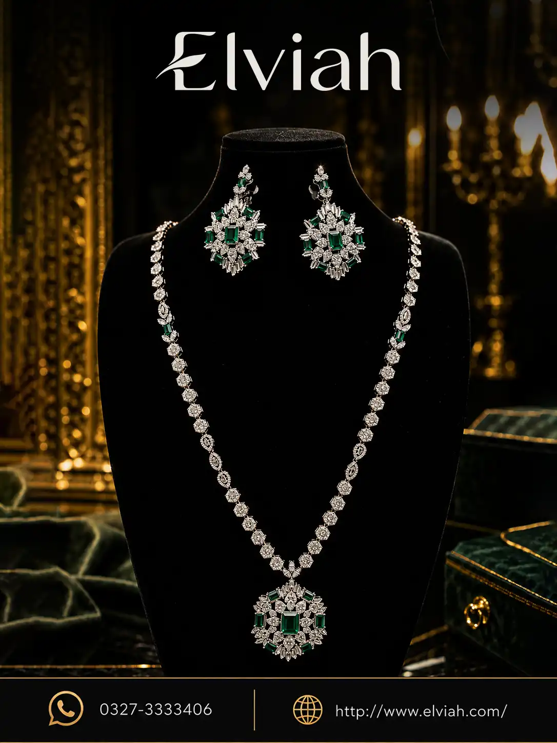Green Floral Statement Necklace Set Green Floral Statement Necklace Set | Elviah