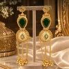 Emerald Heritage Drop Earrings (1) Green Emerald & Gold Long Drop Earring