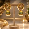 Emerald Pearl Jhumka Earrings (1) Green Emerald & Pearl Gold Jhumka Earrings
