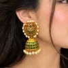 Emerald Pearl Jhumka Earrings (6)