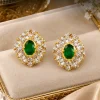 Emerald Royal Bloom Earrings (1) Green Emerald Style Floral Earrings