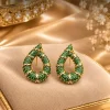 Emerald Teardrop Crystal Earrings (1)
