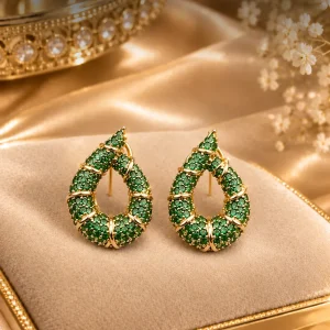 Green Emerald Style Teardrop Earrings