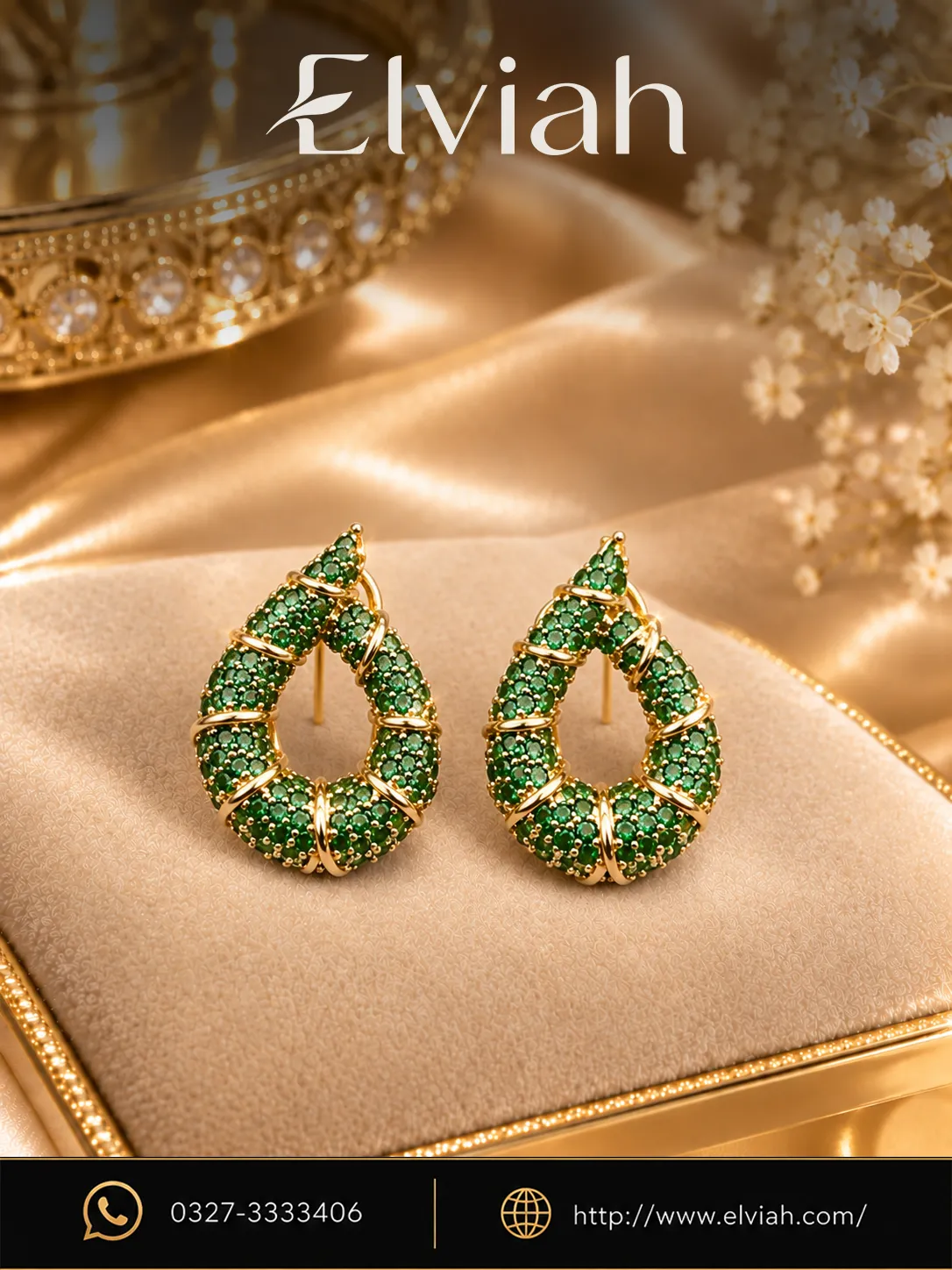 Green Emerald Style Teardrop Earrings