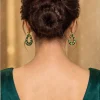 Emerald Teardrop Crystal Earrings (2)