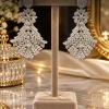 Floral Cascade Crystal Earrings (1) Crystal Floral Chandelier Earrings