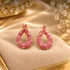 Fuchsia Crystal Teardrop Earrings (1) Pink Crystal Teardrop Earrings