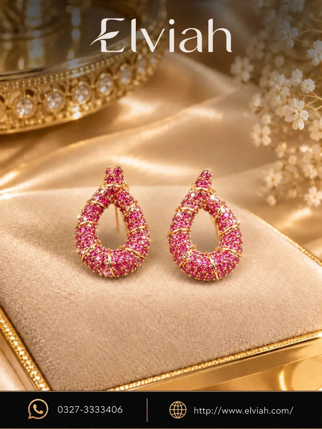 Pink Crystal Teardrop Earrings