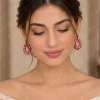 Fuchsia Crystal Teardrop Earrings (2)