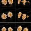 Golden Amber Blossom Stud Earrings (2)