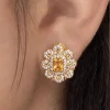 Golden Amber Blossom Stud Earrings (3)