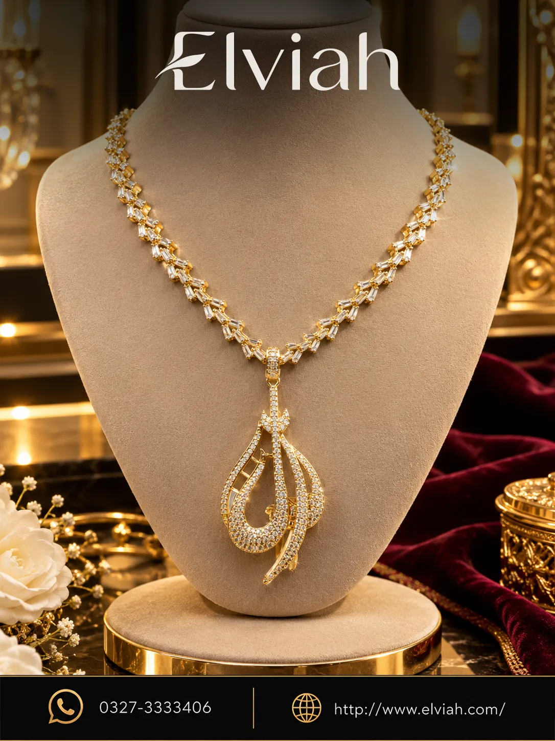 Gold Calligraphy Pendant Necklace