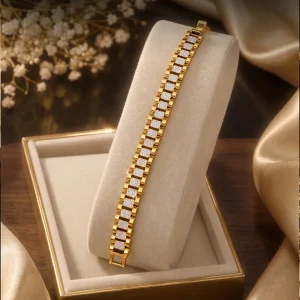 Gold Tone Crystal Link Bracelet