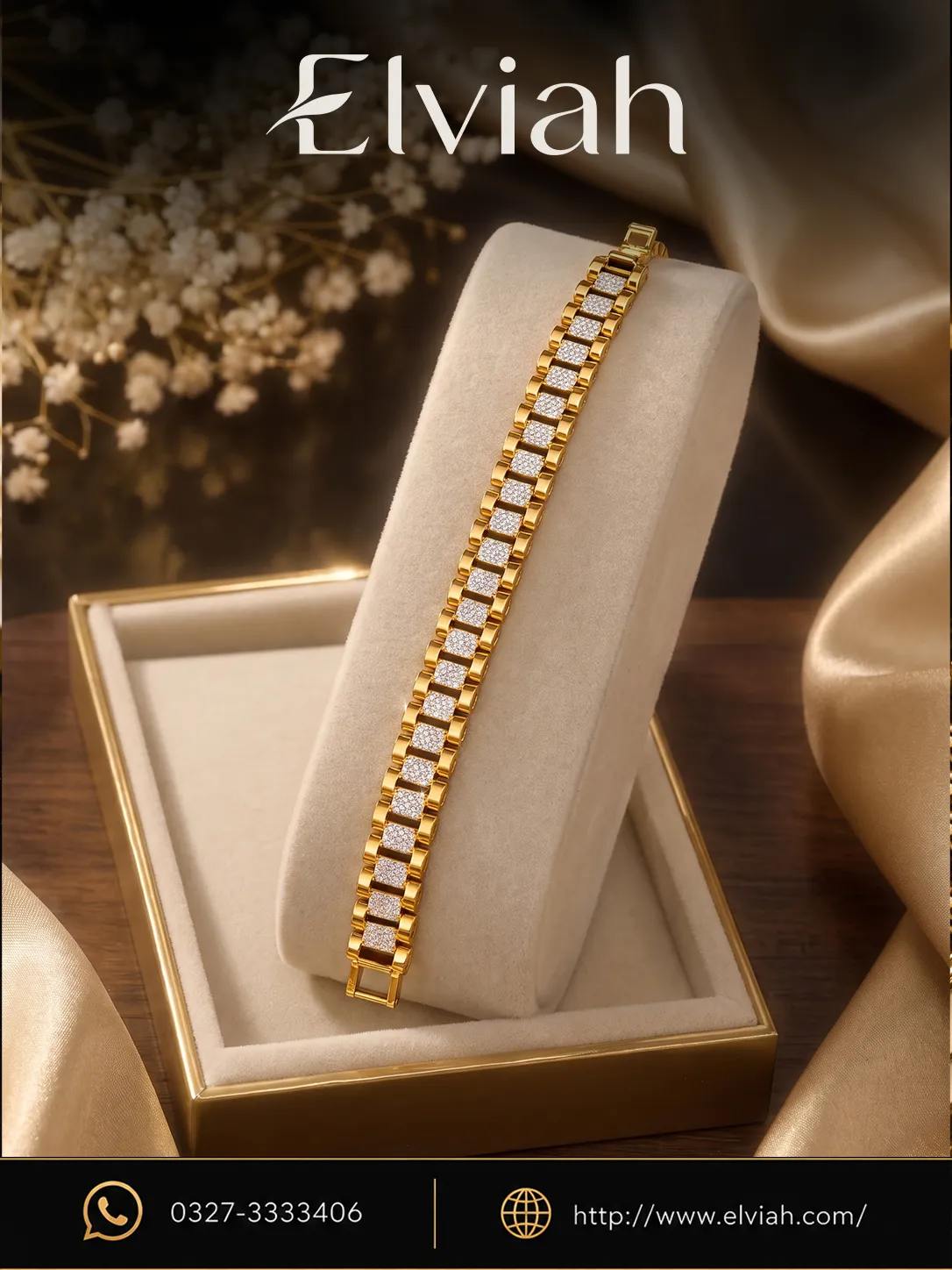 Gold Tone Crystal Link Bracelet