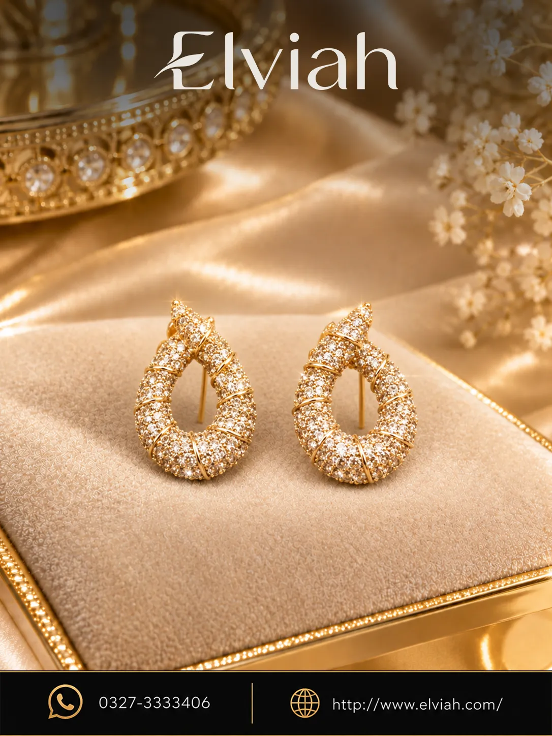 Gold Crystal Teardrop Earrings