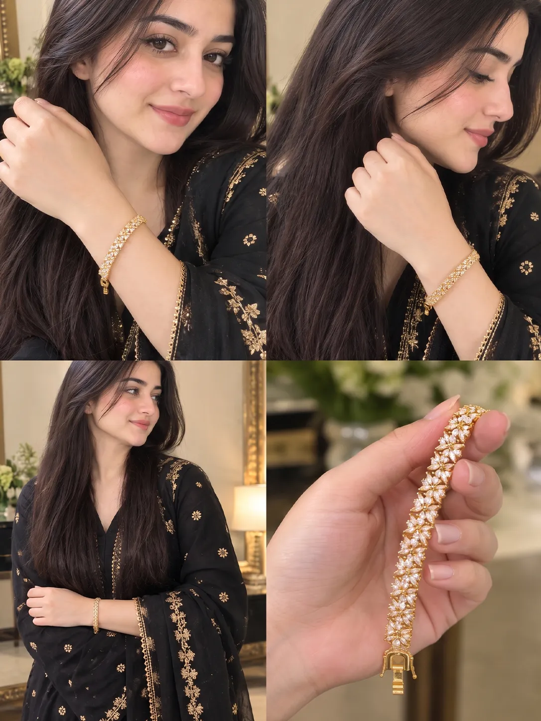Golden Fleur Crystal Bracelet (4)